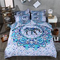 HKM-587795 Ethnic Wind Three-Piece Bed Set - Quilt Cover with Pillow Covers in Single, Queen, or King Sizes