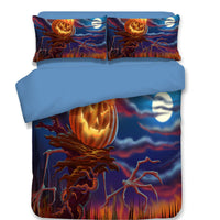 HKM-587795 Halloween-Themed 4-Piece Cotton Bedding Set - Duvet Cover and Pillow Cases in Twin, Full, Queen, or King Sizes