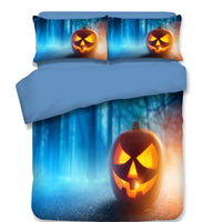HKM-587795 Halloween-Themed 4-Piece Cotton Bedding Set - Duvet Cover and Pillow Cases in Twin, Full, Queen, or King Sizes