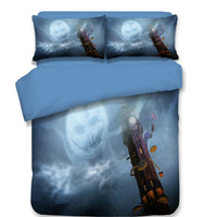 HKM-587795 Halloween-Themed 4-Piece Cotton Bedding Set - Duvet Cover and Pillow Cases in Twin, Full, Queen, or King Sizes