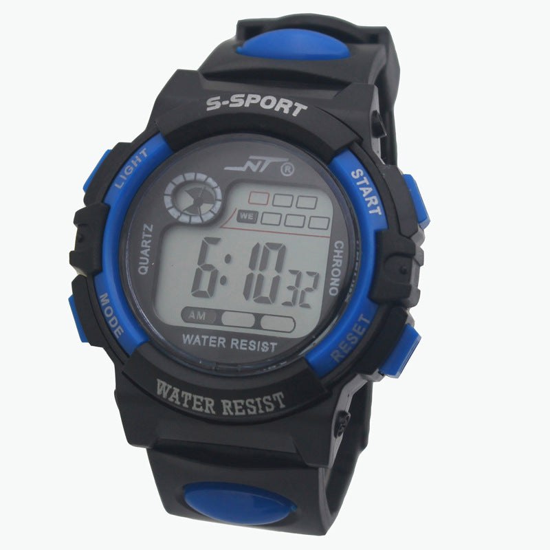 HKM-587987 Student Electronic Watch with Luminous Display, Alarm, Chronograph, and Calendar Features - Durable PVC Strap