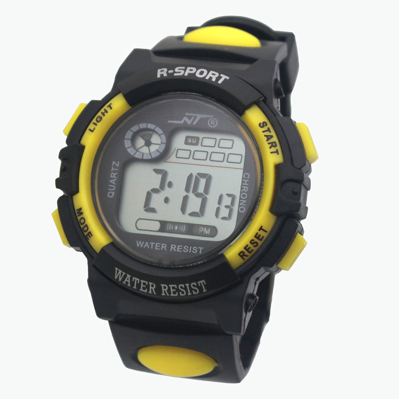 HKM-587987 Student Electronic Watch with Luminous Display, Alarm, Chronograph, and Calendar Features - Durable PVC Strap