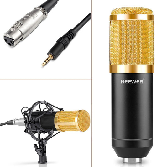 KTX-588179 Professional Condenser Microphone Set with Shock Mount and Anti-Wind Foam Cap, Ideal for Studio Recording