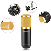 HKM-588179 Professional Condenser Microphone Set with Shock Mount and Anti-Wind Foam Cap, Ideal for Studio Recording