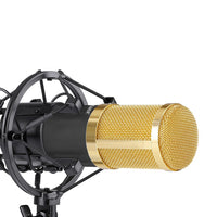 HKM-588179 Professional Condenser Microphone Set with Shock Mount and Anti-Wind Foam Cap, Ideal for Studio Recording