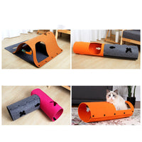 HKM-588307 2-in-1 Cat Tunnel and Nest with Removable Felt, Multi-Combination Design for Playful Pets