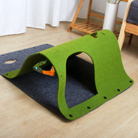 HKM-588307 2-in-1 Cat Tunnel and Nest with Removable Felt, Multi-Combination Design for Playful Pets