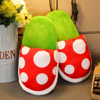 HKM-588307 Cozy Cartoon Mushroom Plush Slippers for All Ages - Non-Slip Thermal Indoor Footwear