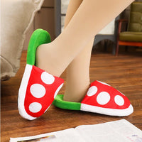 HKM-588307 Cozy Cartoon Mushroom Plush Slippers for All Ages - Non-Slip Thermal Indoor Footwear