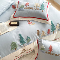 HKM-588307 Cozy Cartoon Style Cotton Bedding Set for Kids - Four-Piece, Autumn and Winter Design, Various Sizes Available