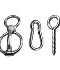 HKM-588307 High Strength Carbon Steel Horse Leash String Clips - Silver and Black (Pack of 3)