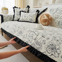 HKM-588371 Chenille Sofa Cushion Cover in Floral Patterns - Modern Non-Slip Design for All Seasons