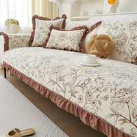 HKM-588371 Chenille Sofa Cushion Cover in Floral Patterns - Modern Non-Slip Design for All Seasons