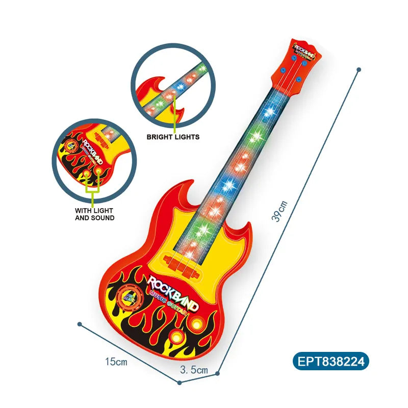 HKM-588435 Electric Guitar Toy Set with Lights and Music for Kids Ages 5-7