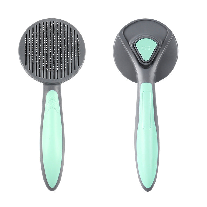 HKM-588563 Stainless Steel Pin Comb for Effortless Dog and Cat Hair Removal, Fresh Mint and Grey Design