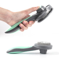 HKM-588563 Stainless Steel Pin Comb for Effortless Dog and Cat Hair Removal, Fresh Mint and Grey Design