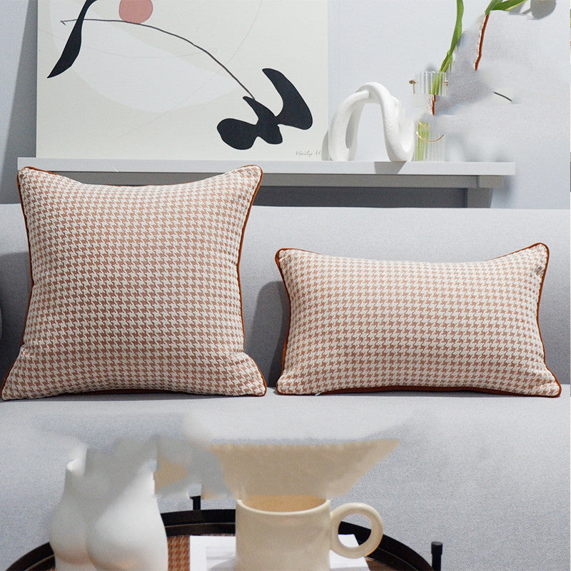 HKM-588627 Nordic Modern Minimalist Houndstooth Plush Pillow Cushion with Removable Cover