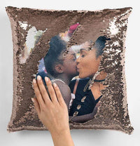 HKM-588691 Customized Rose Gold Sequin Cushion Cover – 40x40 cm Stylish Home Decor