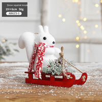 HKM-588755 Christmas-Themed Desktop Ornaments: Snowman, Elk, Polar Bear, Squirrel & Sled Decorations