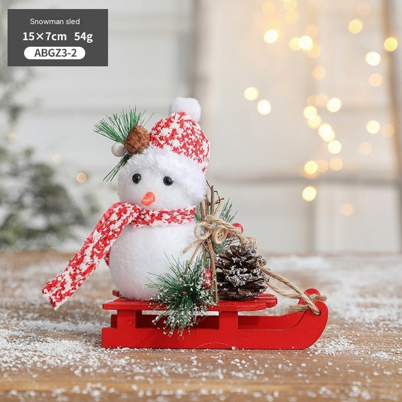 HKM-588755 Christmas-Themed Desktop Ornaments: Snowman, Elk, Polar Bear, Squirrel & Sled Decorations