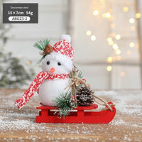 HKM-588755 Christmas-Themed Desktop Ornaments: Snowman, Elk, Polar Bear, Squirrel & Sled Decorations