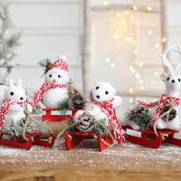 HKM-588755 Christmas-Themed Desktop Ornaments: Snowman, Elk, Polar Bear, Squirrel & Sled Decorations
