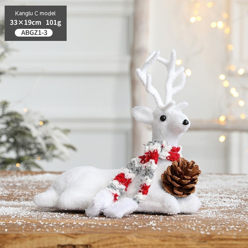 HKM-588755 Christmas-Themed Desktop Ornaments: Snowman, Elk, Polar Bear, Squirrel & Sled Decorations