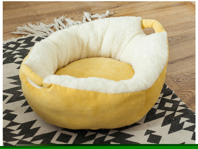 HKM-588755 Plush Cat Sleeping Pad for Small to Medium Pets - Soft Suede Leather, Velvet & PP Cotton, Comfortable Bed