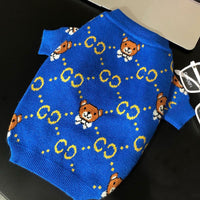 HKM-589203 Cozy Blue Bear Wool Sweater for Dogs - Available in Multiple Sizes