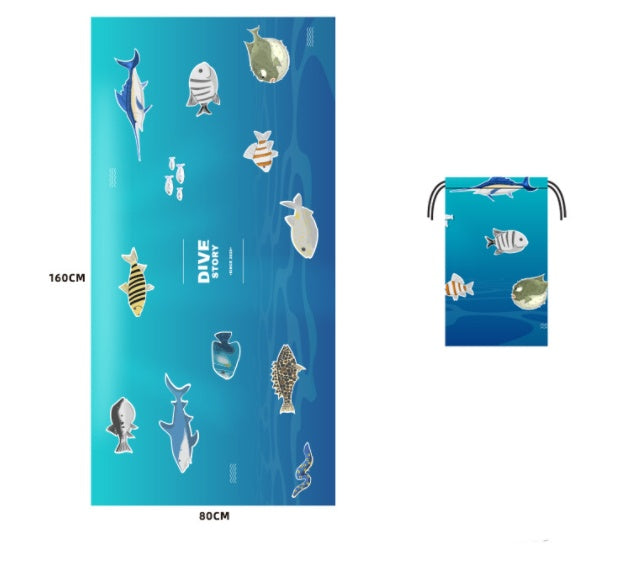 HKM-589203 Microfiber Beach Towel - 80x160cm with Colorful Designs for Pool and Travel