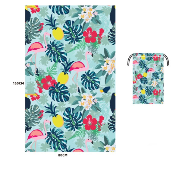 HKM-589203 Microfiber Beach Towel - 80x160cm with Colorful Designs for Pool and Travel