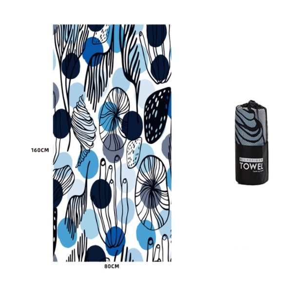 HKM-589203 Microfiber Beach Towel - 80x160cm with Colorful Designs for Pool and Travel