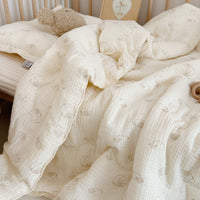 HKM-589779 Floral Pure Cotton Summer Quilt with Soybean Fiber Filling - Double Layer, Multiple Sizes Available