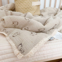 HKM-589779 Floral Pure Cotton Summer Quilt with Soybean Fiber Filling - Double Layer, Multiple Sizes Available