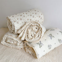 HKM-589779 Floral Pure Cotton Summer Quilt with Soybean Fiber Filling - Double Layer, Multiple Sizes Available