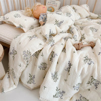 HKM-589779 Floral Pure Cotton Summer Quilt with Soybean Fiber Filling - Double Layer, Multiple Sizes Available