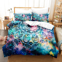 HKM-589779 Geometric Pattern 4-Piece Bed Sheet and Quilt Cover Set with Pillowcases