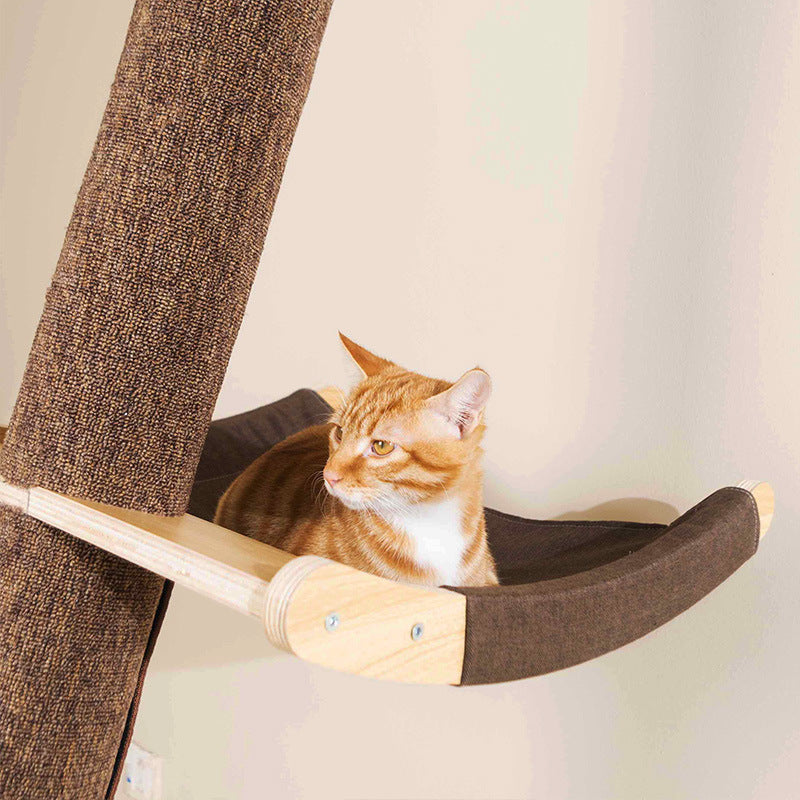 HKM-589779 Solid Wood Cat Climbing Frame with Multiple Platform Sizes and Styles for Indoor Cats