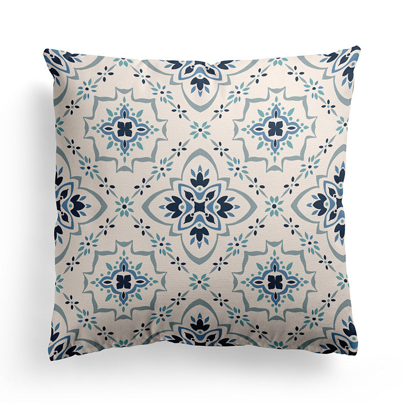 HKM-589843 Modern Minimalist Marble Texture Short Pillowcase, Super Soft Plush Cushion Cover 45x45 cm