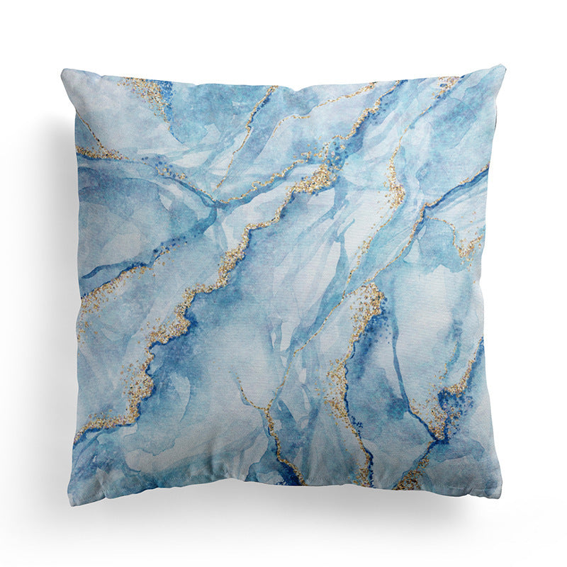 HKM-589843 Modern Minimalist Marble Texture Short Pillowcase, Super Soft Plush Cushion Cover 45x45 cm
