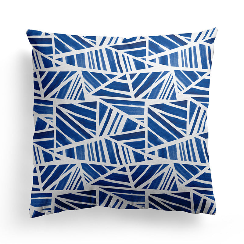 HKM-589843 Modern Minimalist Marble Texture Short Pillowcase, Super Soft Plush Cushion Cover 45x45 cm