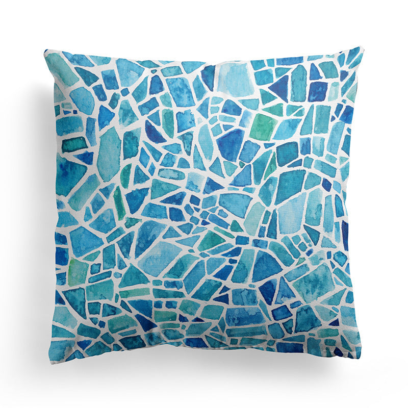 HKM-589843 Modern Minimalist Marble Texture Short Pillowcase, Super Soft Plush Cushion Cover 45x45 cm
