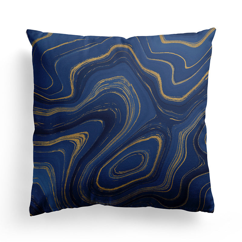 HKM-589843 Modern Minimalist Marble Texture Short Pillowcase, Super Soft Plush Cushion Cover 45x45 cm