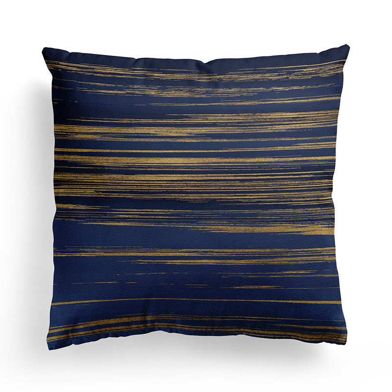 HKM-589843 Modern Minimalist Marble Texture Short Pillowcase, Super Soft Plush Cushion Cover 45x45 cm