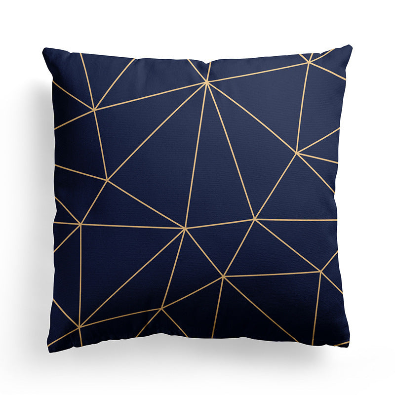 HKM-589843 Modern Minimalist Marble Texture Short Pillowcase, Super Soft Plush Cushion Cover 45x45 cm