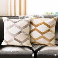 HKM-589907 Geometric Cowhide Pillow Cover - 45x45cm Cushion for Home and Car Decoration