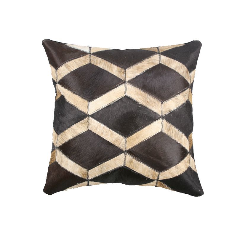 HKM-589907 Geometric Cowhide Pillow Cover - 45x45cm Cushion for Home and Car Decoration