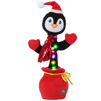 HKM-589907 Interactive Plush Dance Toy - Penguin or Elk Design, Singing, Recording, Light-Up Christmas Decor