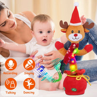 HKM-589907 Interactive Plush Dance Toy - Penguin or Elk Design, Singing, Recording, Light-Up Christmas Decor