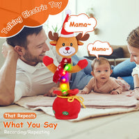 HKM-589907 Interactive Plush Dance Toy - Penguin or Elk Design, Singing, Recording, Light-Up Christmas Decor